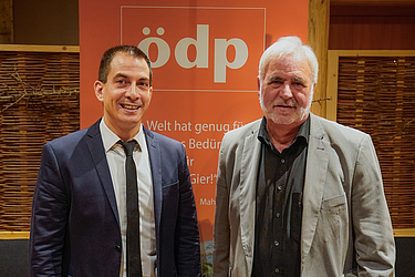 Die Direktkandidaten der ÖDP im Stimmkreis 126 Pfaffenhofen für die Wahlen 2023: Dr. Stefan Skoruppa und Reinhard Haiplik 