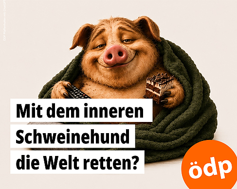 KI-generiertes Symbolbild des "inneren Schweinehundes" 