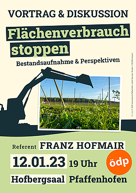 Plakat: Einladung zum Vortrag über Flächenfraß